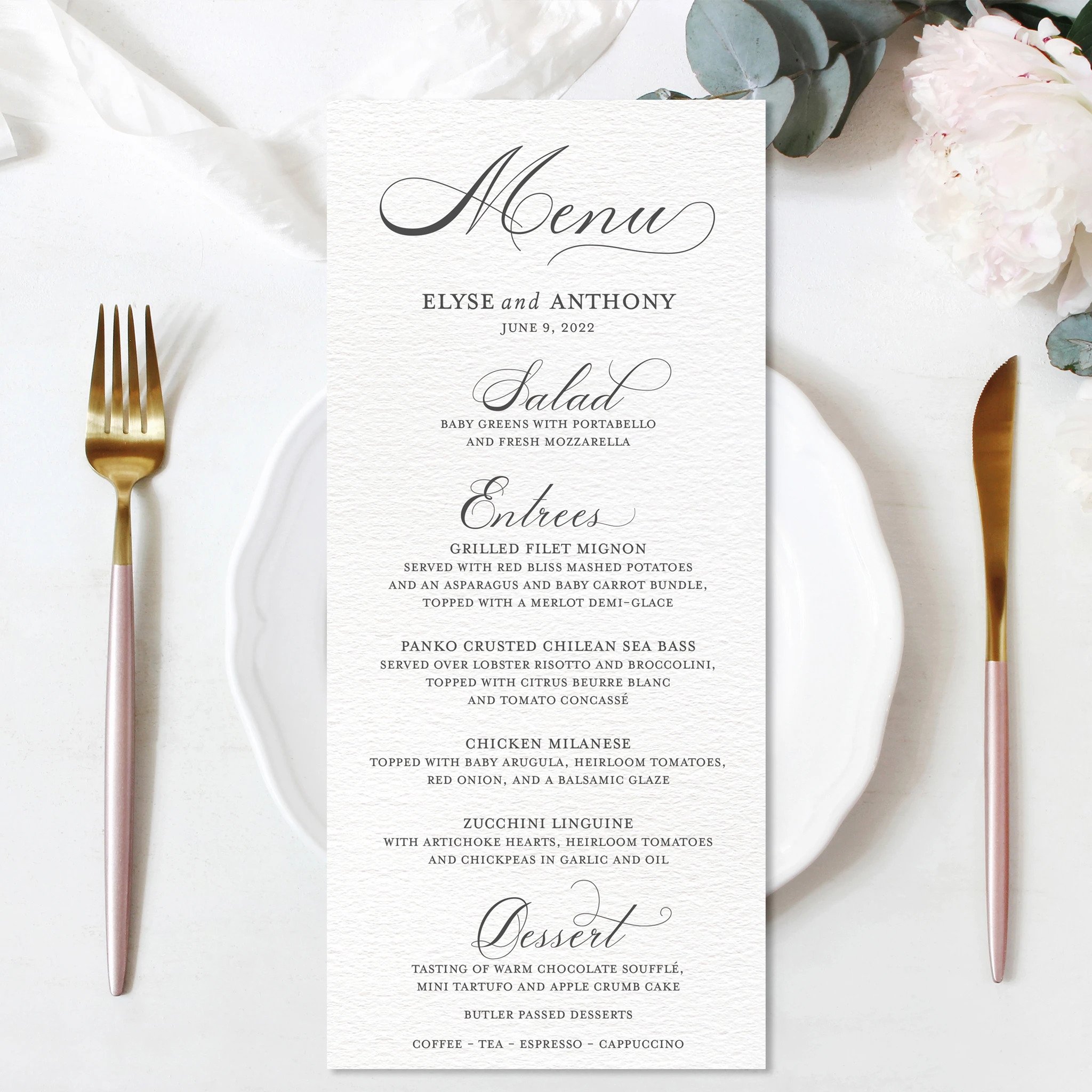 Μενού δεξίωσης γάμου